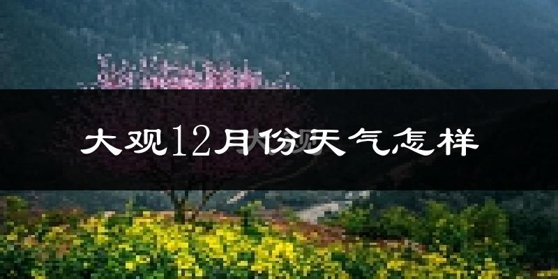 大观12月份天气怎样?大观十二月冷吗?