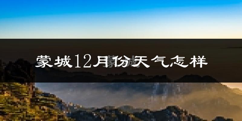 蒙城12月份天气怎样?蒙城十二月冷不冷?